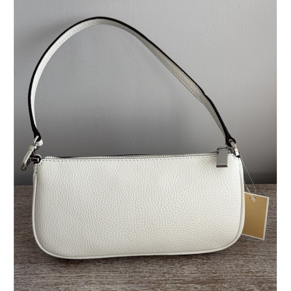NEW Michael Kors Zoe Small Convertible Pouchette White Pebbled Leather Purse Bag - Picture 14 of 16